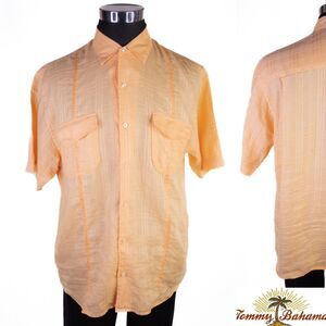 Tommy Bahama Shirt Mens Large Linen Camp Short Sleeve Cuban Beach Cabana